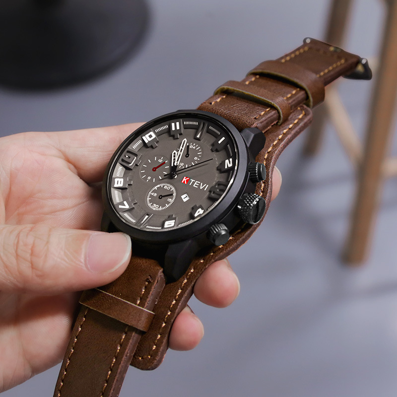 Leather Watch Band Men - Retro erkek saatleri klasik lüks iş