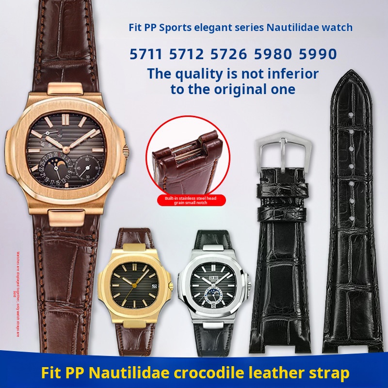 Patek Philippe Watch Nautilus - Timsah saat kayışı Metal kafa çentik