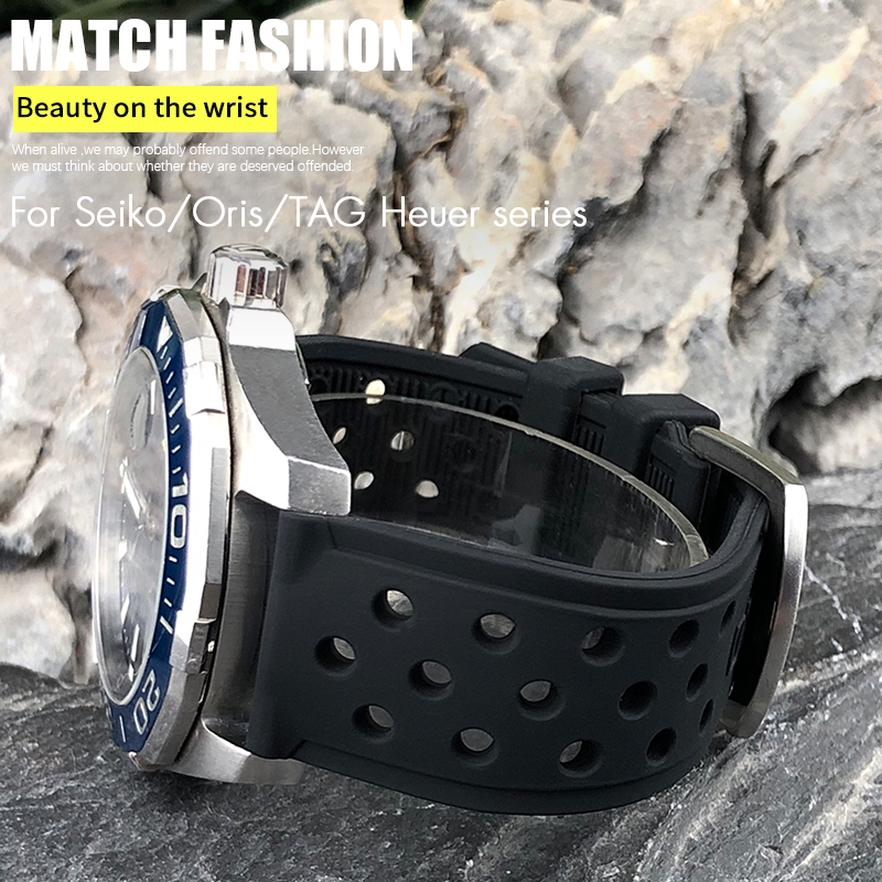 Seiko Watch 5 Sports - 22mm 21mm 20mm Silikon saat kayışı