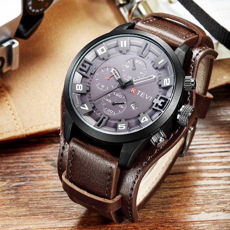 Retro erkek saatleri klasik lü - Leather Watch Band Men incelemesi ve fiyatı