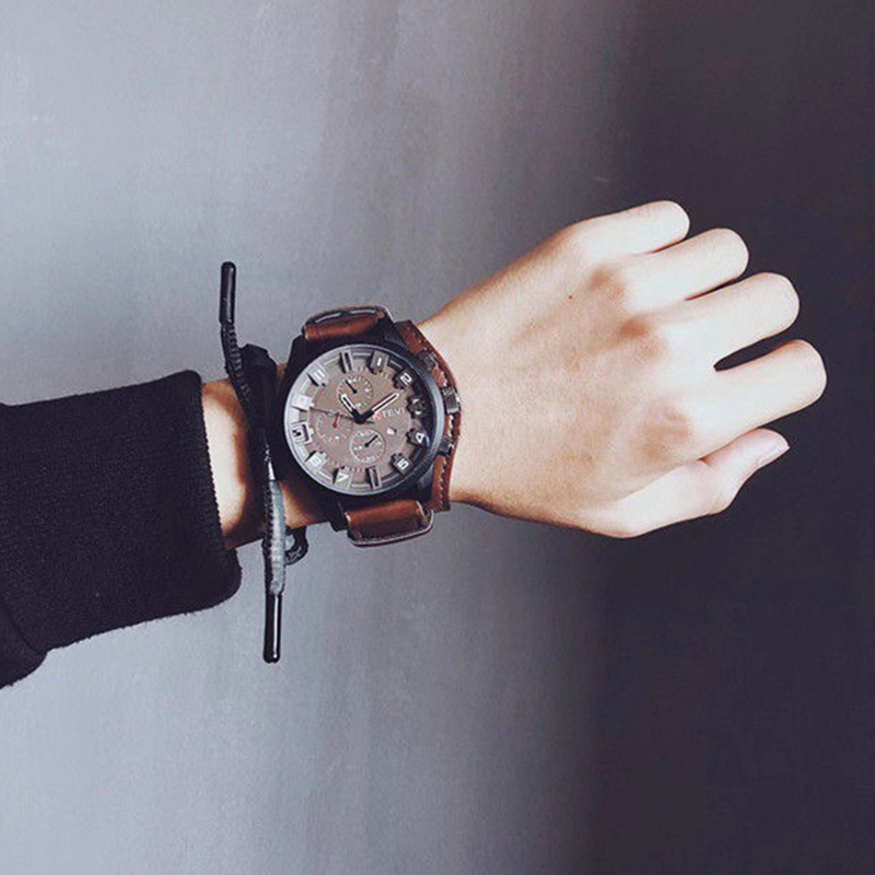 Retro erkek saatleri klasik lü - Leather Watch Band Men incelemesi ve fiyatı