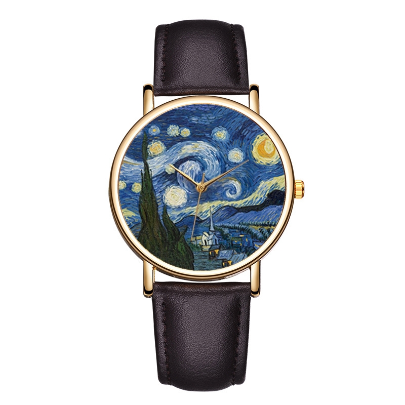Van Gogh Tablo Kadranlı Saatle - Leather Watch Band Men incelemesi ve fiyatı